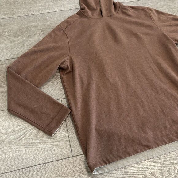 Johnston & Murphy Hoodie Reversible Pullover Brown Oatmeal Mens Large Casual - Picture 2 of 8